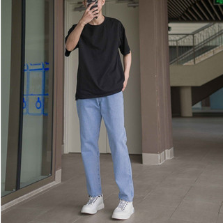 Quần jean baggy nam nữ unisex - quần jean ống suông cao cấp màu xanh xám rách phom rộng pon.mens hà nội hcm