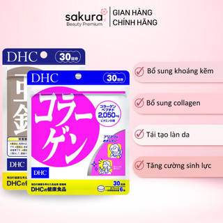 Combo bổ sung kẽm, collagen (viên DHC kẽm và DHC collagen) - Sakura Beauty Premium