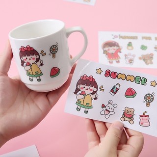 Sticker cute trang trí tập vở, bình nước, bút nước, đồ dùng học tập , 1 tấm họa tiết hoạt hình - văn phòng phẩm