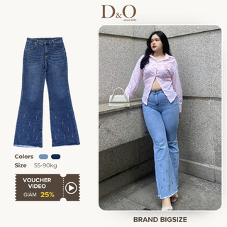 Quần Jean Ống Loe Bigsize 54-75kg Lưng Cao Dáng Dài Màu Xanh Nhạt 1121/ Đậm 1122 Co Giãn Mạnh