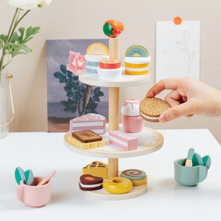 Bộ đồ chơi tháp bánh kabi bằng gỗ cao cấp cho bé toystore FUDAER tiệc trà bánh cho bé bằng gỗ cao cấp