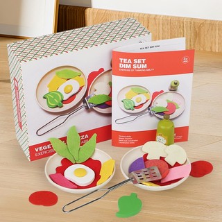 Bộ đồ chơi nấu ăn bằng gỗ kết hợp vải cao cấp an toàn cho bé toystore FUDAER đồ chơi dimsum, sushi, salad, bánh