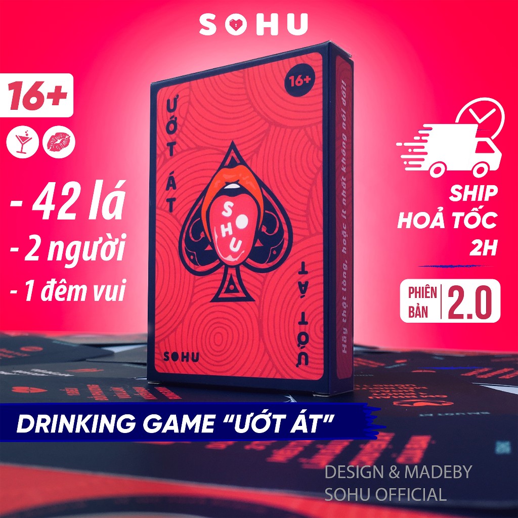 Bài tình yêu drinking game Ướt Át SOHU Sài Gòn dành cho cặp đôi hẹn hò, đi chơi, tìm hiểu 40 lá, boardgame cặp đôi