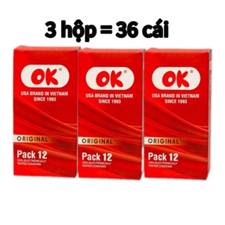 Combo 3 hộp-  Bao cao su OK, không mùi 36 cái