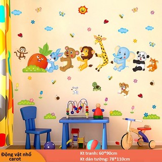 🌞🌞🌞decal dán tường động vật nhổ carot đáng yêu - tranh dán tường cho bé🌞🌞🌞