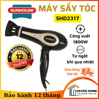 Máy Sấy Tóc SUNHOUSE SHD2317 - Công Suất 1800W - 2 Mức Nhiệt Độ - Tự Động Ngắt Khi Quá Nhiệt