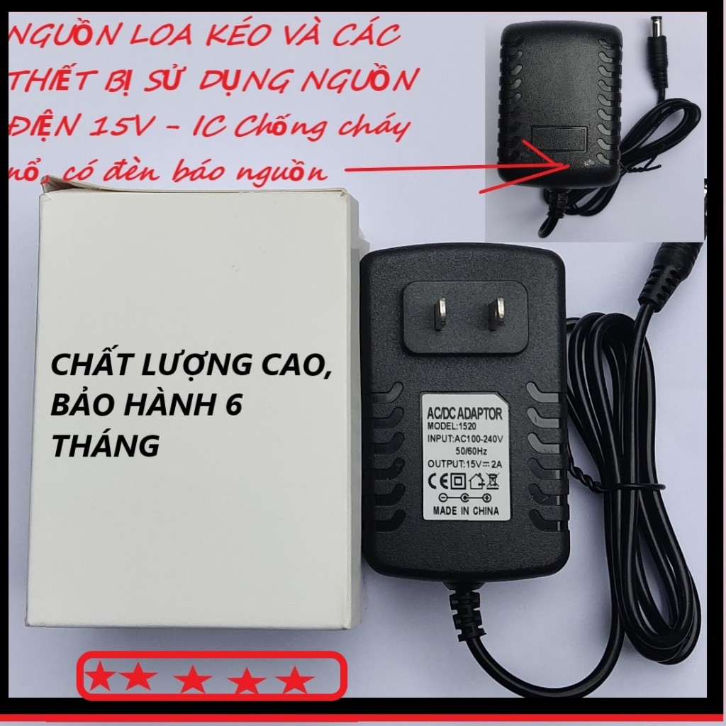 Nguồn Sạc Loa Kéo, Adapter 9V 15V 2A 15V2A 15 V2A dùng cho loa kéo và các thiết bị điện 15V, 9V