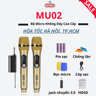 Bộ micro karaoke không dây ONTEKCO MU02 chuyên dùng cho loa kéo, amply - Ontek Sài Gòn