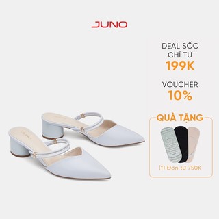 Giày Cao Gót Nữ 5cm Thời Trang JUNO Mules Mũi Nhọn Gót Trụ CG05097
