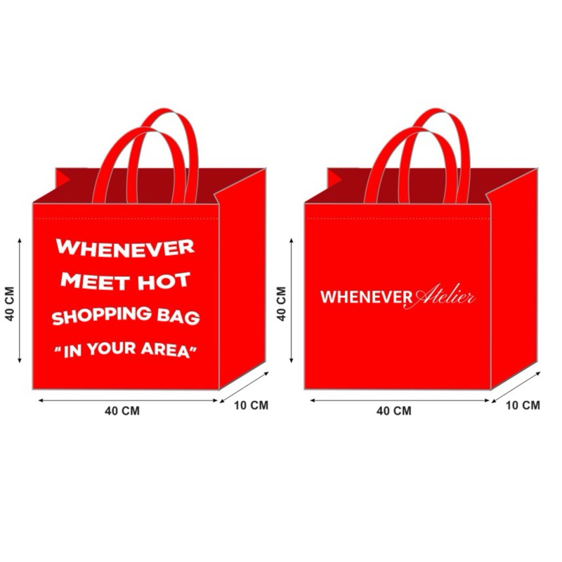 [FREE SHIP] Túi tote shopping bag WHENEVER vải không dệt màu đỏ