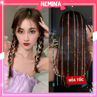 Tóc kim tuyến Hemina tóc giả sợi line kim tuyến lấp lánh nhiều màu trang trí tóc CM24