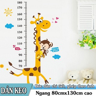 Decal trang trí thước đo Hươu Cao Cổ