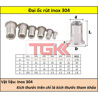 Đai ốc rút (Tán rút) inox 304 M3 - M12