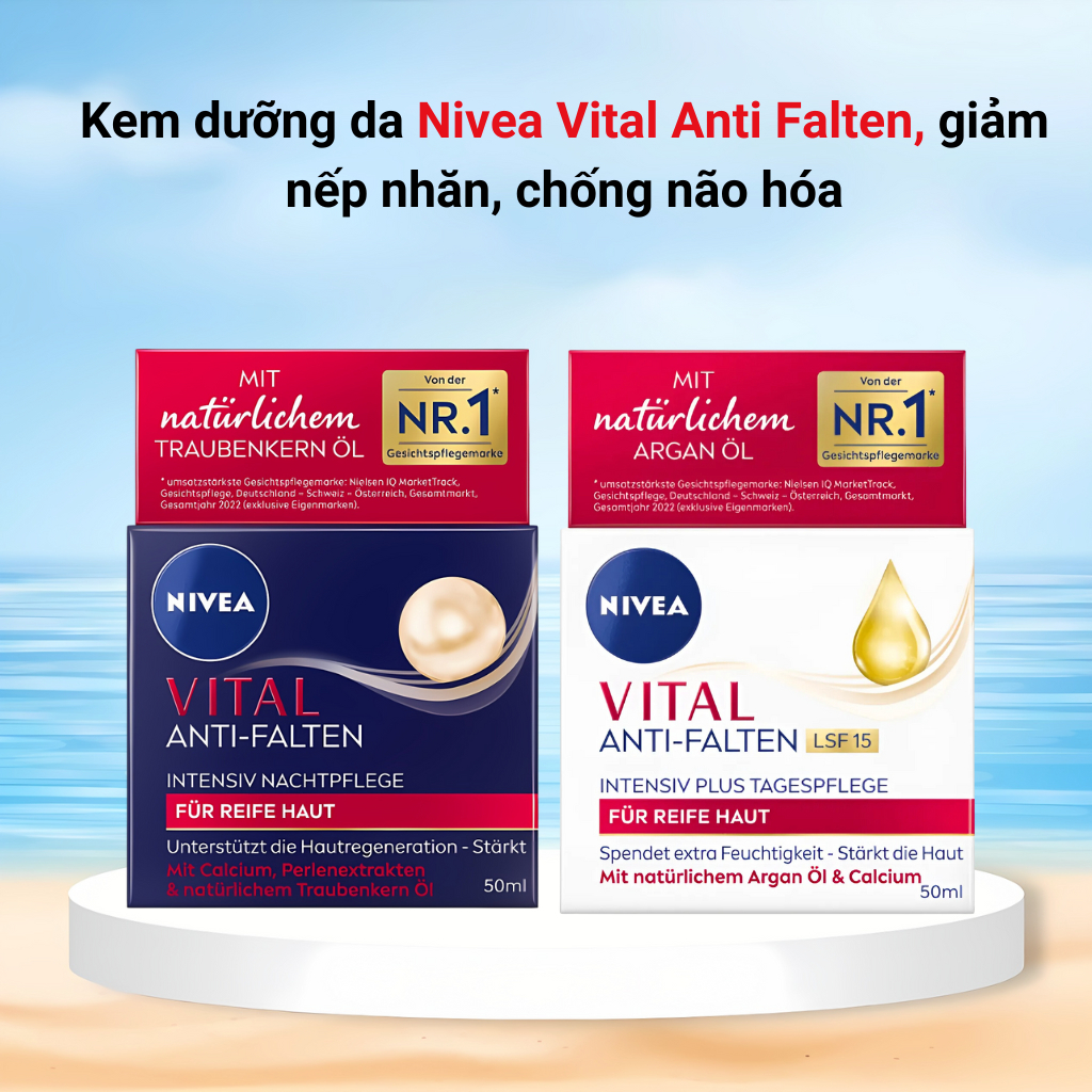 Kem dưỡng da Nivea Vital Anti Falten mờ nếp nhăm, chống não hóa da sớm