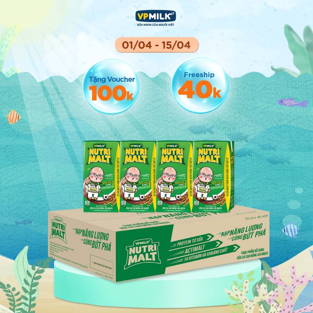 [Thùng] Sữa Ca Cao Mầm Lúa Mạch Đen Nutrimalt Cho Bé Từ 1 Tuổi 110ml x 48 hộp