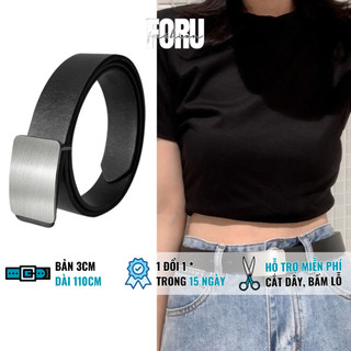 Thắt lưng nam nữ Ulzzang mặt vuông bấm Hàn Quốc bản nhỏ 3cm TL27
