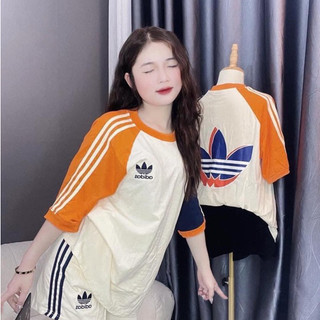 Bộ cotton adidas phối 3 màu quần đùi logo thêu dáng unisex chất cotton cao cấp - bộ thun adidas nam nữ hot trend \2k4