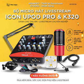 Mic Livestream, Micro thu âm Sound Card ICON UPOD PRO & Mic TAKSTAR K320 Hát Karaoke, MonkeyStudio