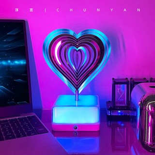 Đèn ngủ xoay hiệu ứng 3D 16 màu, Đèn led trang trí tăng giảm độ sáng kèm điều khiển