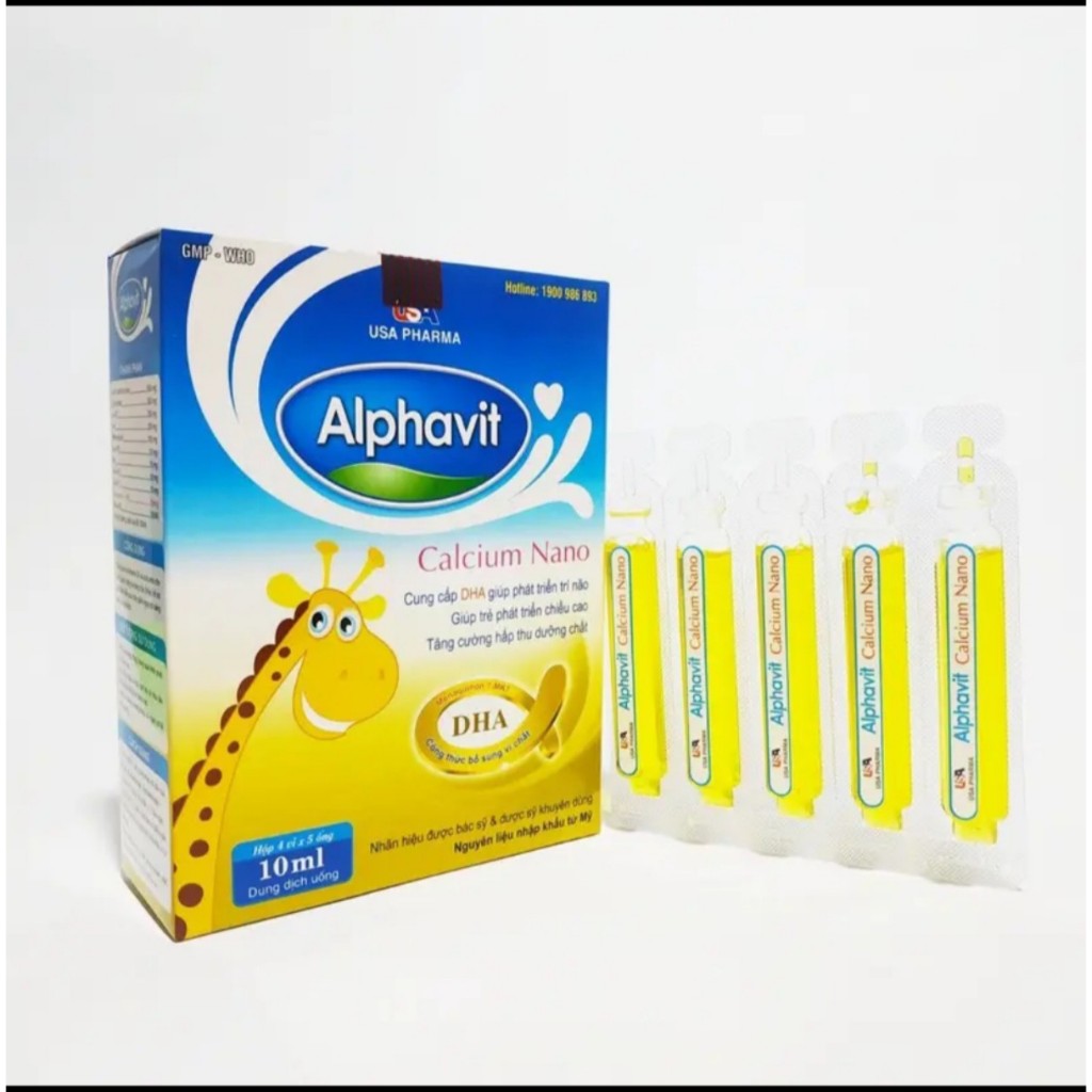 [Hộp 20 ống] Siro ống uống Alphavit Calcium Nano canxi bổ sung canxi cho bé giúp bé phát triển