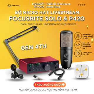 Mic Livestream | Micro thu âm Sound Card Focusrite Solo Gen 4 & Mic AKG P420 Hát Live, MonkeyStudio
