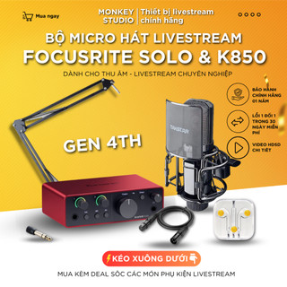 Mic Livestream | Micro thu âm Sound Card Focusrite Solo Gen 4 & Mic TAKSTAR PC K850 Hát Livestream