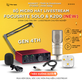 Mic Livestream | Micro thu âm Sound Card Focusrite Solo Gen 4 & Mic TAKSTAR PC K200 Hát Livestream