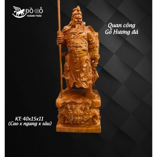 Tượng quan công cao 40cm gỗ hương