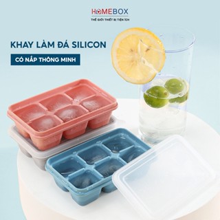 Khay Làm Đá Silicon Có Nắp Đậy Giúp Chống Mùi Tủ Lạnh, Khuôn Làm Đá Thạch An Toàn Sức Khoẻ