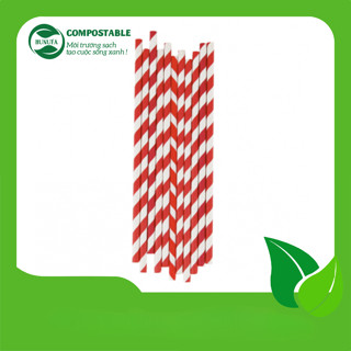 Bịch 200 Ống hút giấy màu (Hồng - Không bọc) dùng một lần thân thiện môi trường Hunufa Compostable