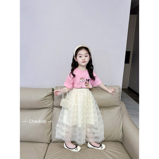 Set váy bánh bèo cv voan tầng bé gái