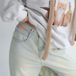 LOLLIE STUDIO -  Quần cullotes jeans cut out eo QB281 quần dài demin thiết kế cao cấp chất liệu mềm mại