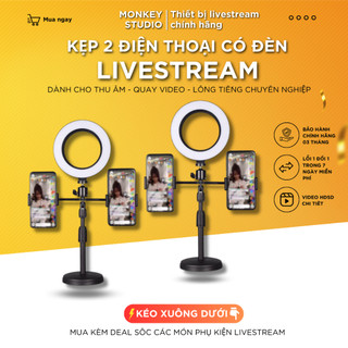 Kẹp 02 Điện Thoại, Kẹp Đôi Điện Thoại, Cao 25 cm, Chuyên Dùng Cho Livestream, Chắc Chắn Siêu Bền