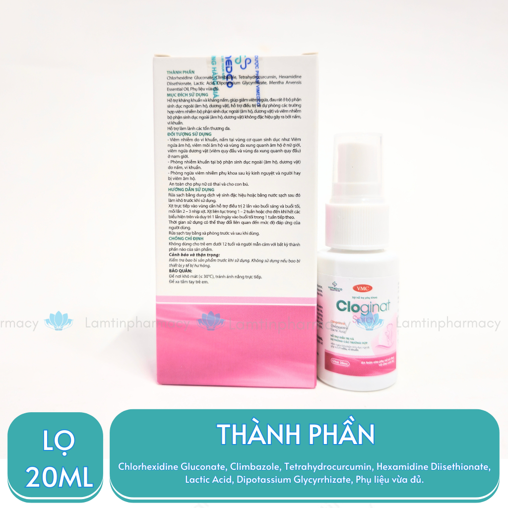 Xịt Phụ Khoa Cloginat hỗ trợ phòng v.iê.m nấm ngứa cô bé Lọ 20ml