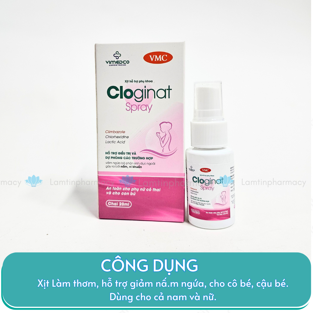 Xịt Phụ Khoa Cloginat hỗ trợ phòng v.iê.m nấm ngứa cô bé Lọ 20ml