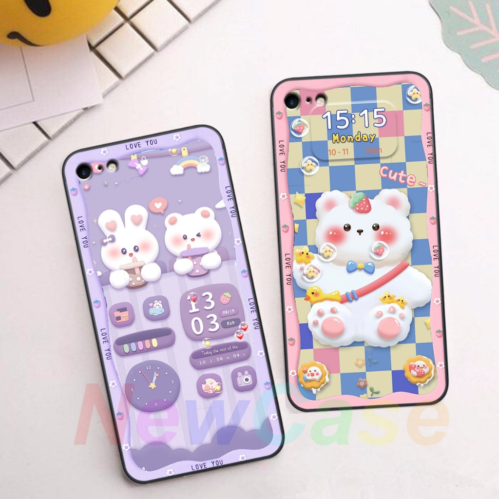 Ốp Iphone 6 / 6S / 6 Plus / 6S Plus in hình gấu cute,bò sữa 3D cute dễ thương cạnh viền vuông bảo vệ camera