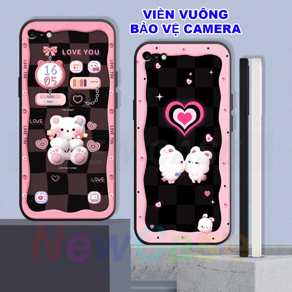Ốp Iphone 6 / 6S / 6 Plus / 6S Plus in hình gấu cute,bò sữa 3D cute dễ thương cạnh viền vuông bảo vệ camera
