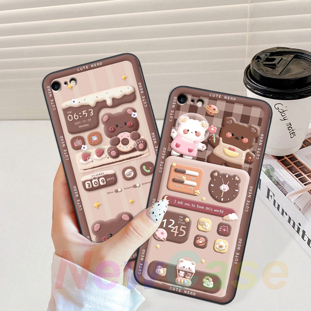 Ốp Iphone 6 / 6S / 6 Plus / 6S Plus in hình gấu cute,bò sữa 3D cute dễ thương cạnh viền vuông bảo vệ camera