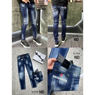 Quần bò DsQ2 like au mẫu mới nhất, Quần jeans DSQ xanh đậm vảy sơn nhẹ không rách