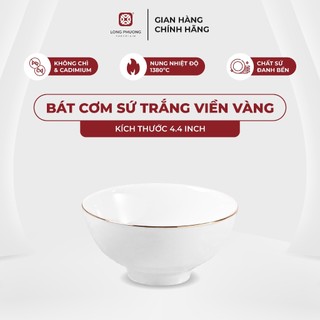 Combo bát ăn cơm Viền Vàng sứ Long Phương - Set 6 và set 10 bát