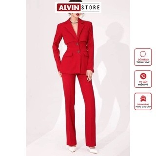 Set bộ vest nữ kiểu áo vest cách điệu phối quần ống suông sang trọng alvin store 0997
