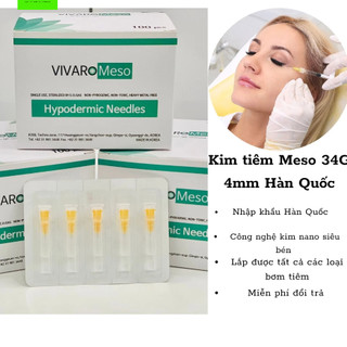 lẻ 50 kim tiêm meso 34G 4mm Vivaro nhập khẩu Hàn Quốc tiêm căng bóng cá hồi dưỡng chất,tiêm trẻ hóa PRP vitamine collage