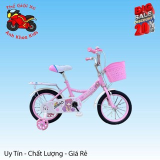 XE ĐẠP TRẺ EM JINBAO MÀU HỒNG CHO BÉ GÁI SIZE 12, 14. 16 INCH