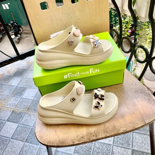 Dép cross đế cao quai ngang đi biển lê nữ 7cm     độn đế cute chống trơn trượt KOROle2Q