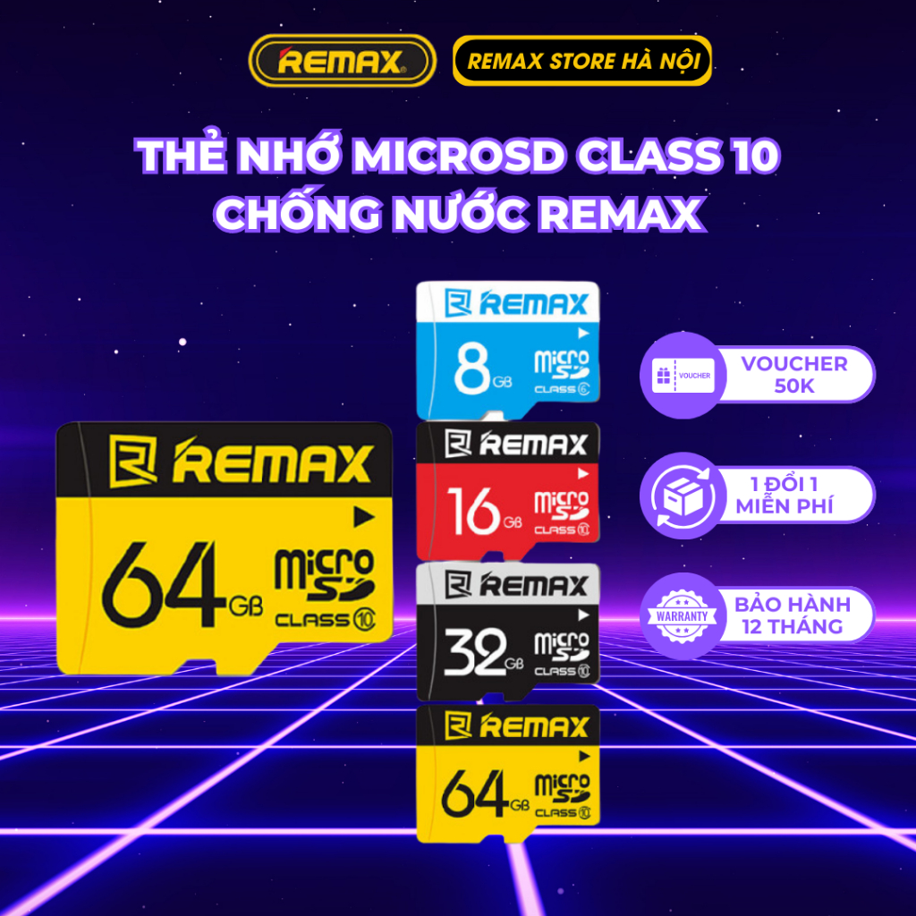 ( CHÍNH HÃNG) Thẻ Nhớ MICROSD Class 10 Chống Nước Remax - Dung Lượng 8GB , 16GB , 32GB , 64GB , 128G - Bảo hành 3 năm