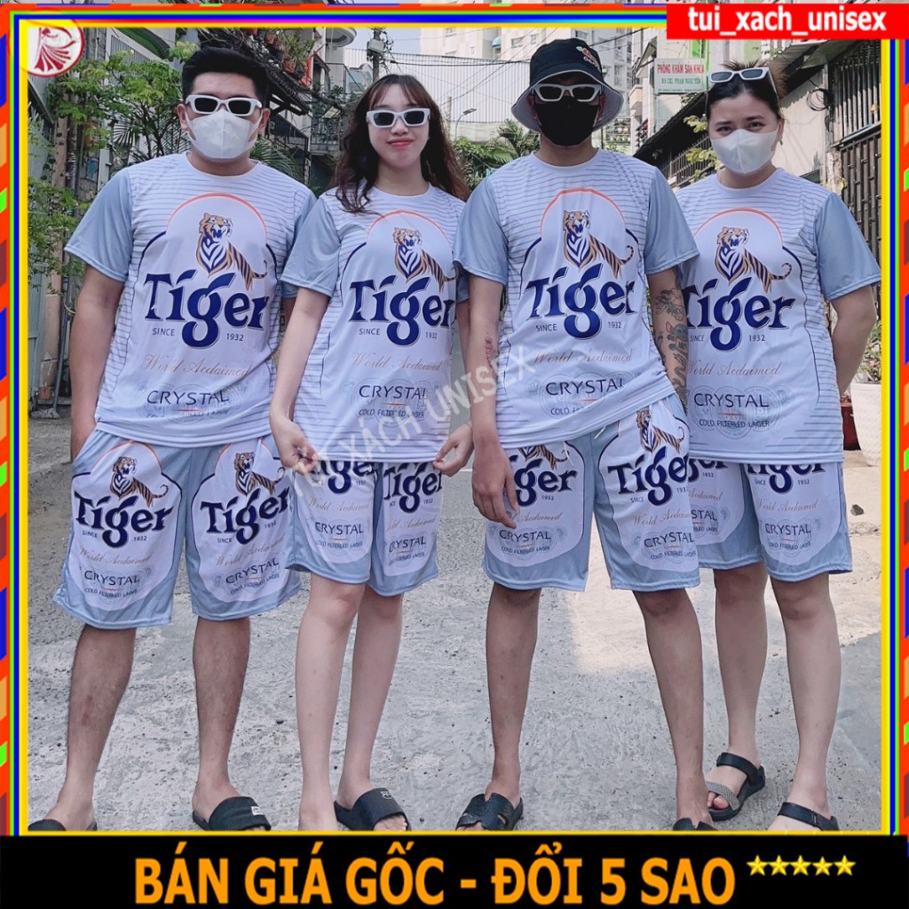 Đồ Bộ Quần Áo Thể Thao Nam Nữ Họa Tiết Bia TIGER BẠC Mùa Hè Chất Thun Lạnh Co Giãn 4 Chiều 5 Size 10-100kg - unisex