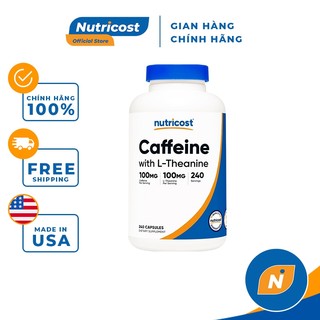 NUTRICOST CAFFEINE WITH L-THEANINE 100MG 240Viên Nhộng - Giảm Căng Thẳng Mệt Mỏi, Bổ Sung Năng Lượng