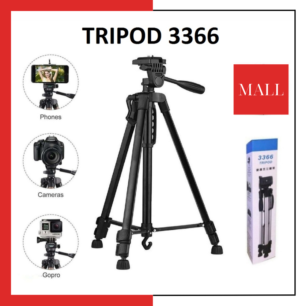 Tripod 3 Chân Cao Cấp 3366 Chuyên Nghiệp Dành Cho Điện Thoại Máy Ảnh DSLR