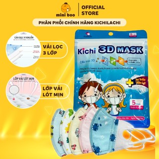 Khẩu trang trẻ em Kichilachi 3D Mask kháng khuẩn, an toàn cho bé set 5 cái - MINIBOO