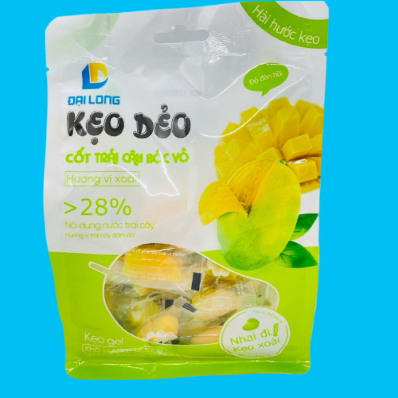 Kẹo Dẻo Đại Long Hương Thơm Xoài Xanh Cốt Trái Cây Bóc Vỏ (Gói 300g - Xanh)